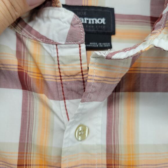 Marmot Button Up Shirt Men's Medium Short Sleeve Plaid Hiking Outdoors Camping - Picture 4 of 12